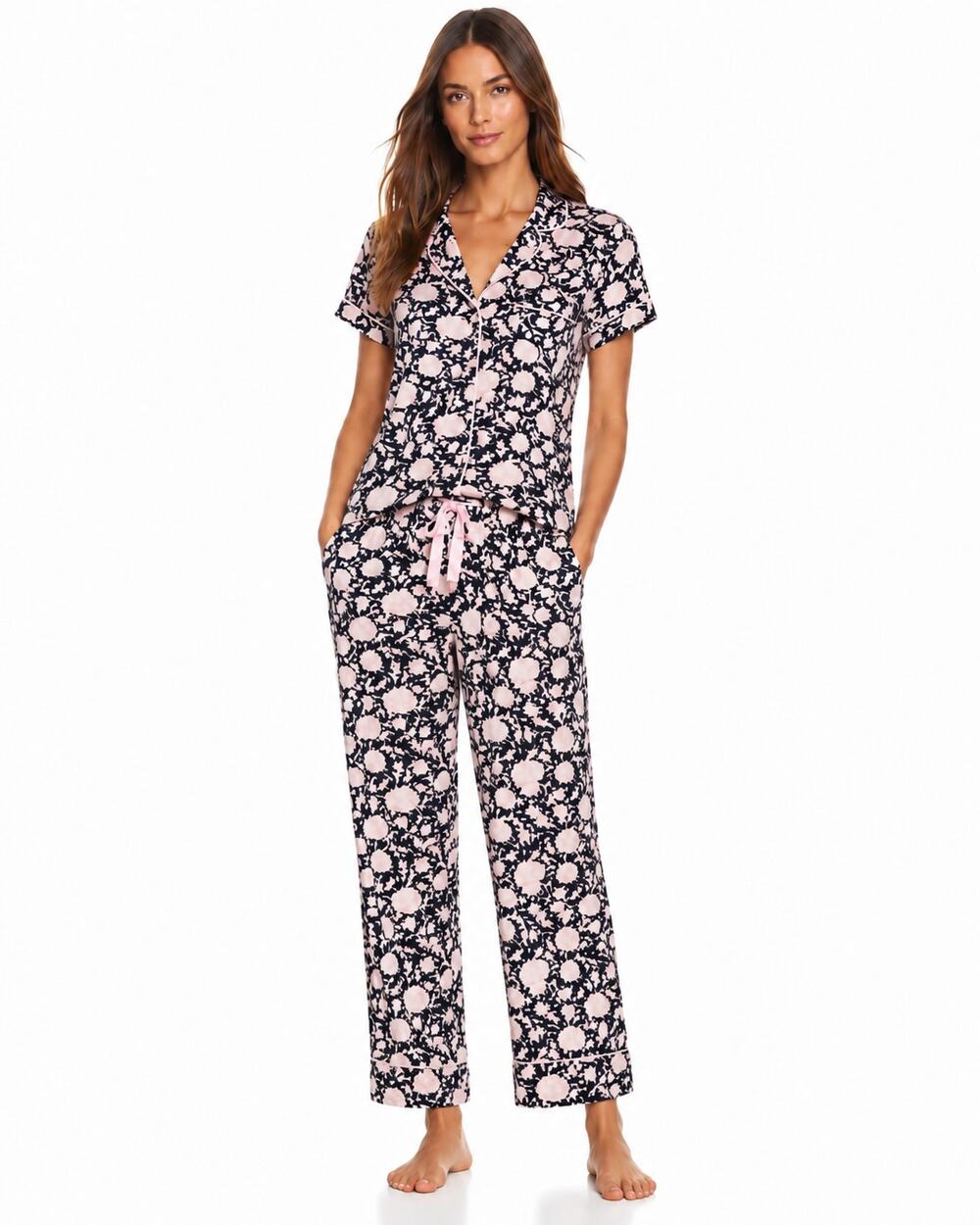 J. Crew 2-Piece Button-Front Pajama Set - Black Floral (NWOT)